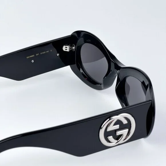 Gucci GG1696S 001 BRAND NEW Sunglasses Black Grey Women Oval Sunglasses Gucci GG1696S - Mia Burton main image 4